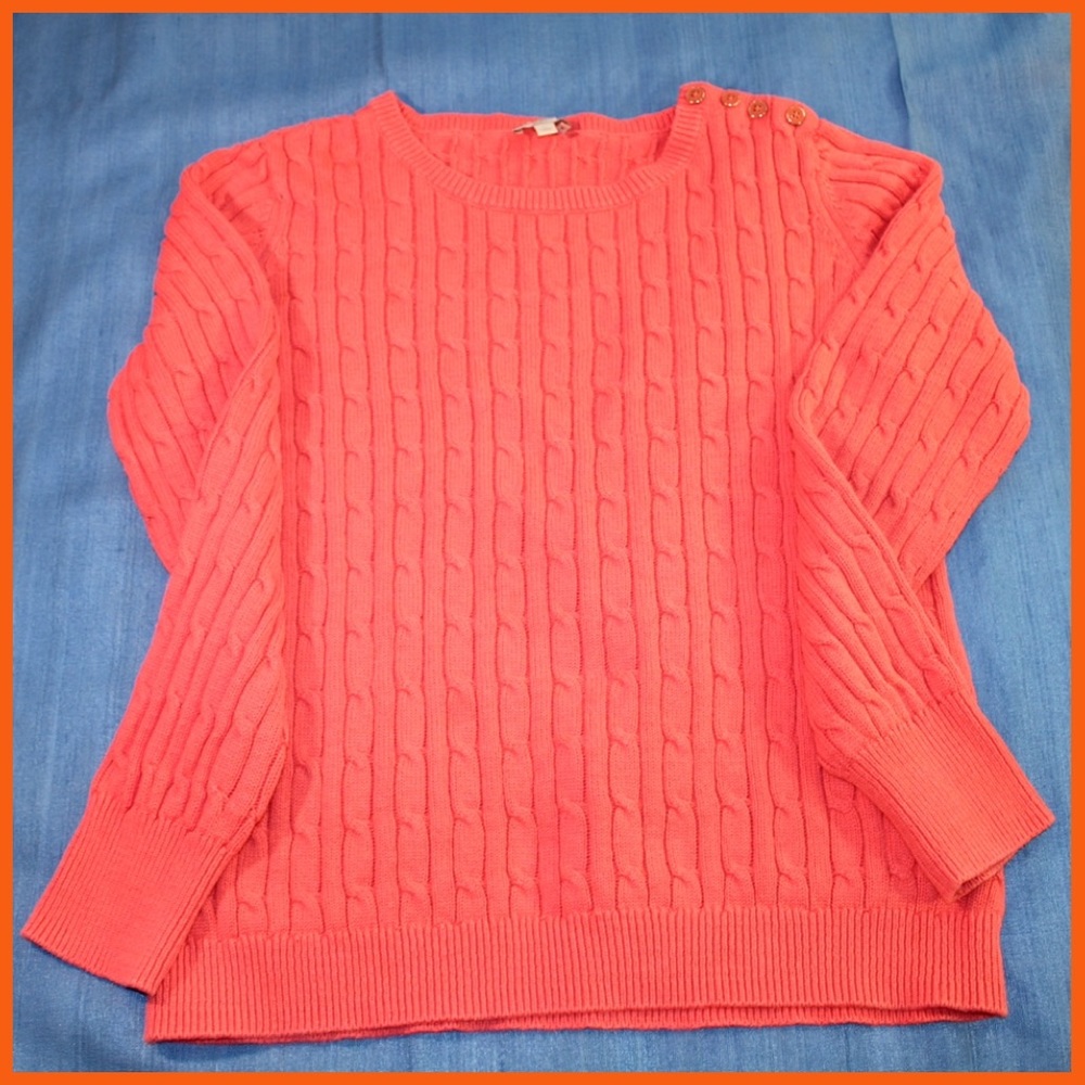 EUC Talbots Cable Knit Cotton Sweater, Orange-